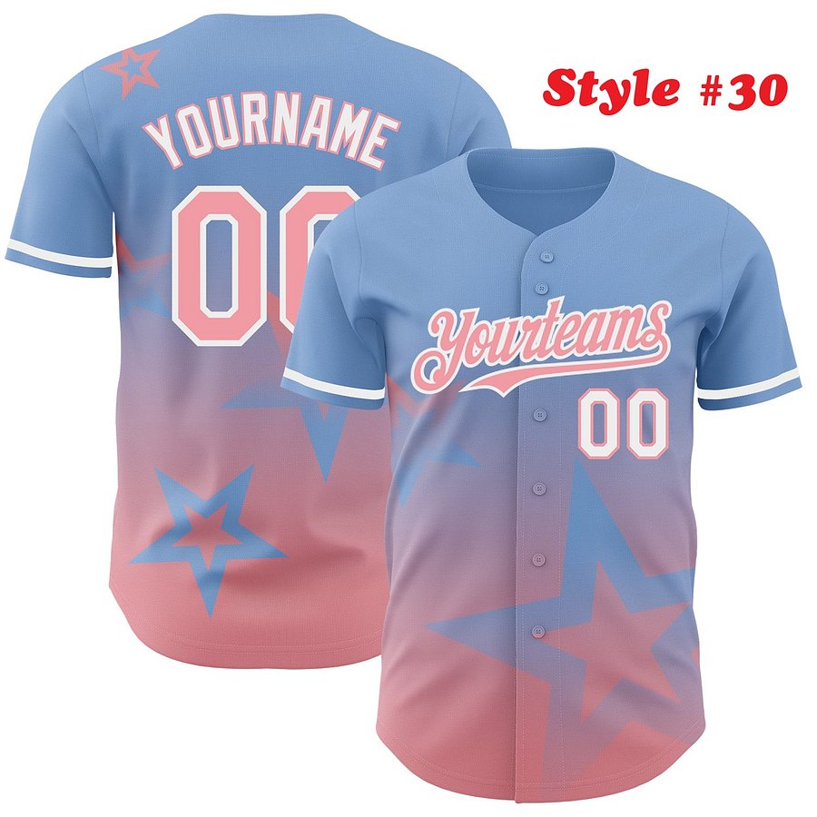 Authentic Baseball Jersey, Custom Baseball Jersey, Personalized Sport Jersey, Colorful, 3D Gradient Style Twinkle Star product image (187)