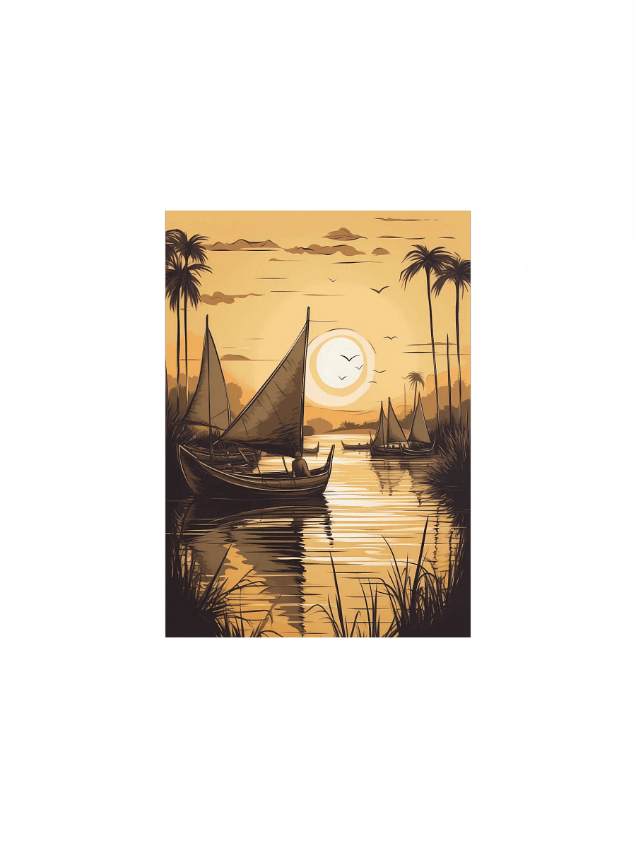 Drifting on the Nile – Ancient Egyptian Reed Boat Art Print product image (3)