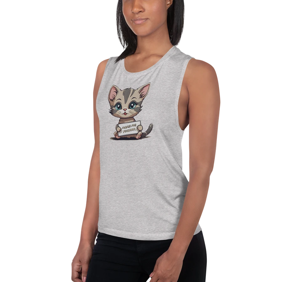 Make me Purrrr flowy muscle tank with cute flirty kitty product image (10)