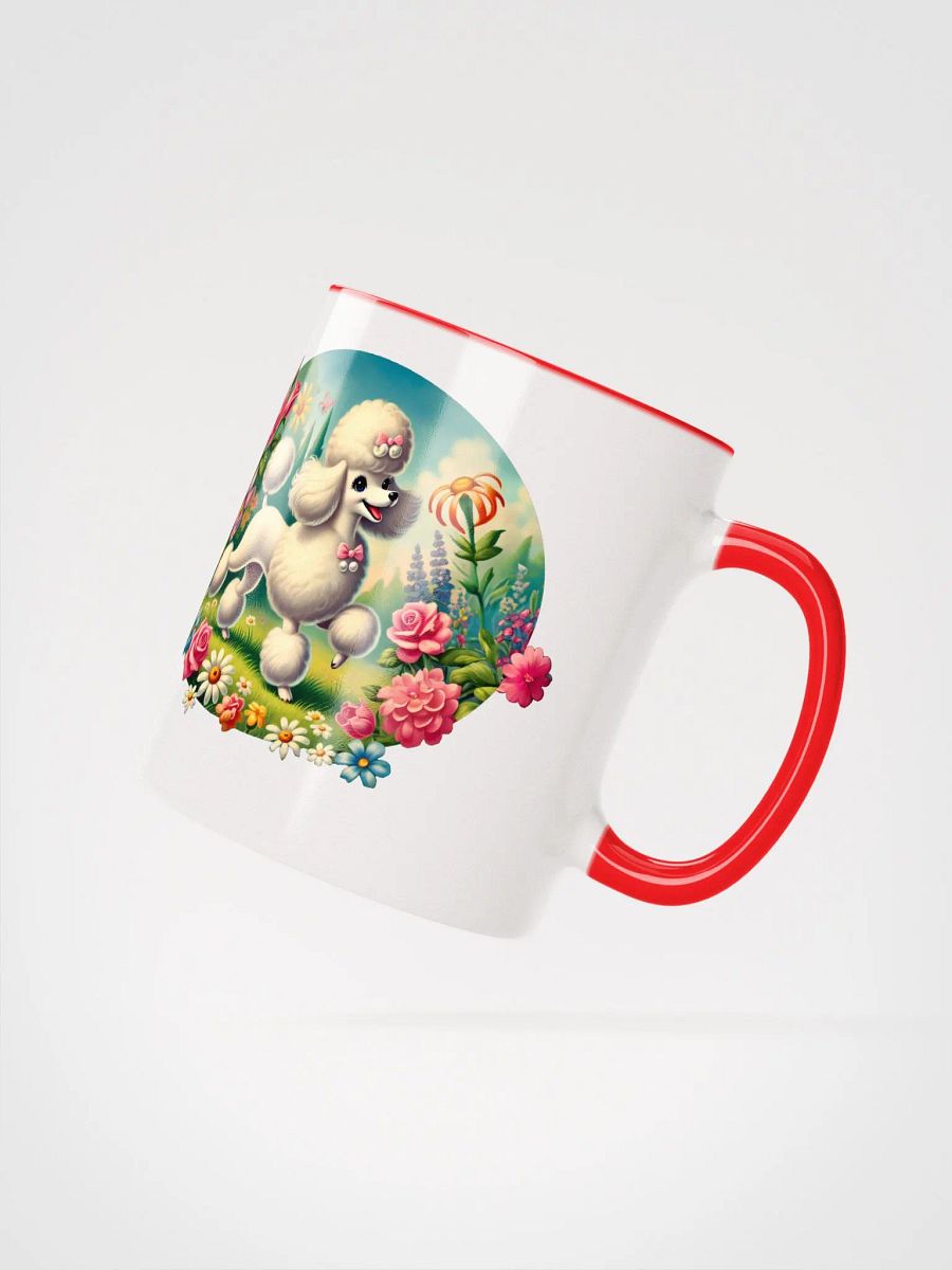 Happy Poodle in Flower Garden Colorful Ceramic Mug product image (58)