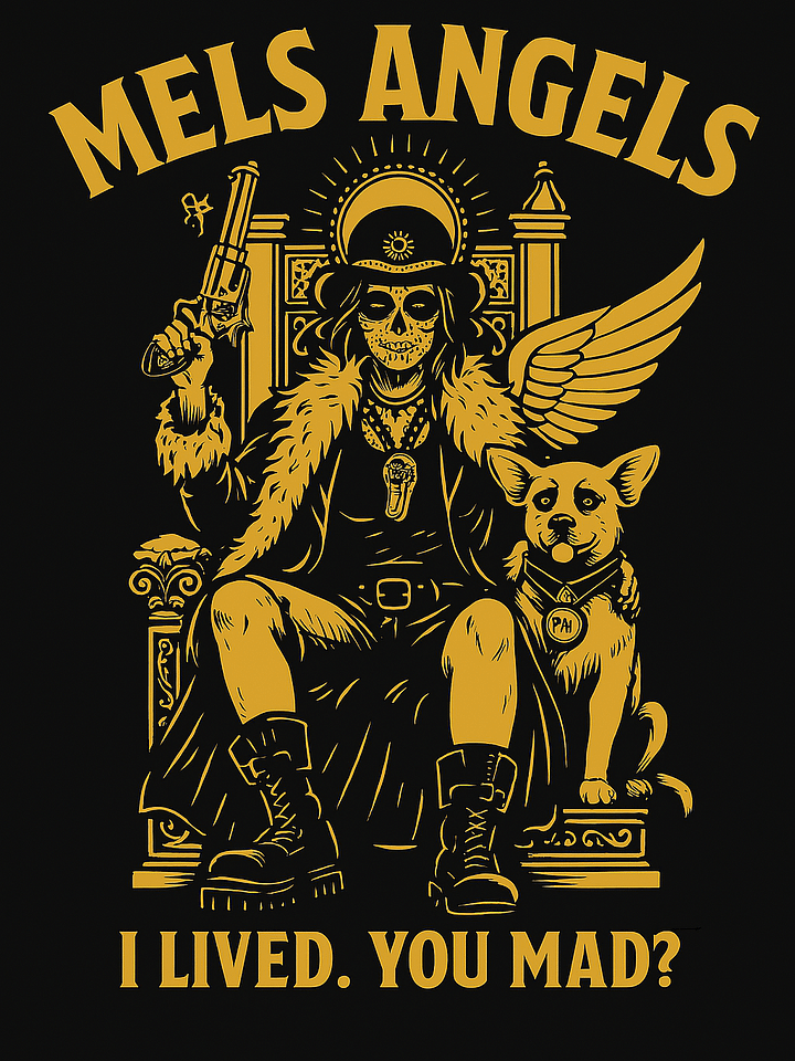 Mel’s Angels “I Lived. You Mad?” Olive T-Shirt – Bella+Canvas Unisex Graphic Tee, Rebel Dog Lover Apparel product image (2)