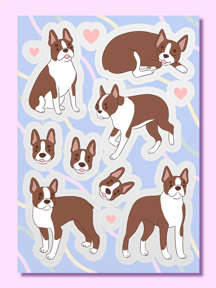 Boston Terrier Love Sticker Sheet product image (1)