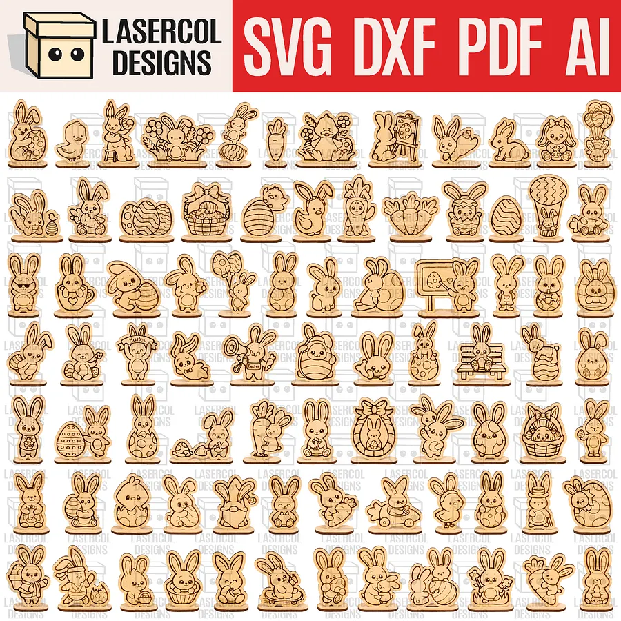 Easter Cutouts With Base Mega Bundle (+80) - Laser Cut Files product image (1)