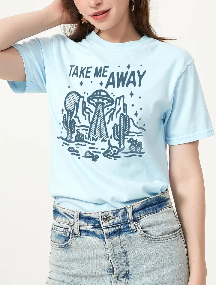 UFO Take Me Away | Funny Retro-Style Western Hipster T-Shirt of a UFO and Aliens in the Desert product image (5)
