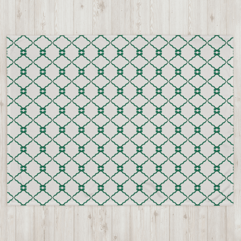 Bows and Ribbon in White and Green Throw Blanket product image (2)
