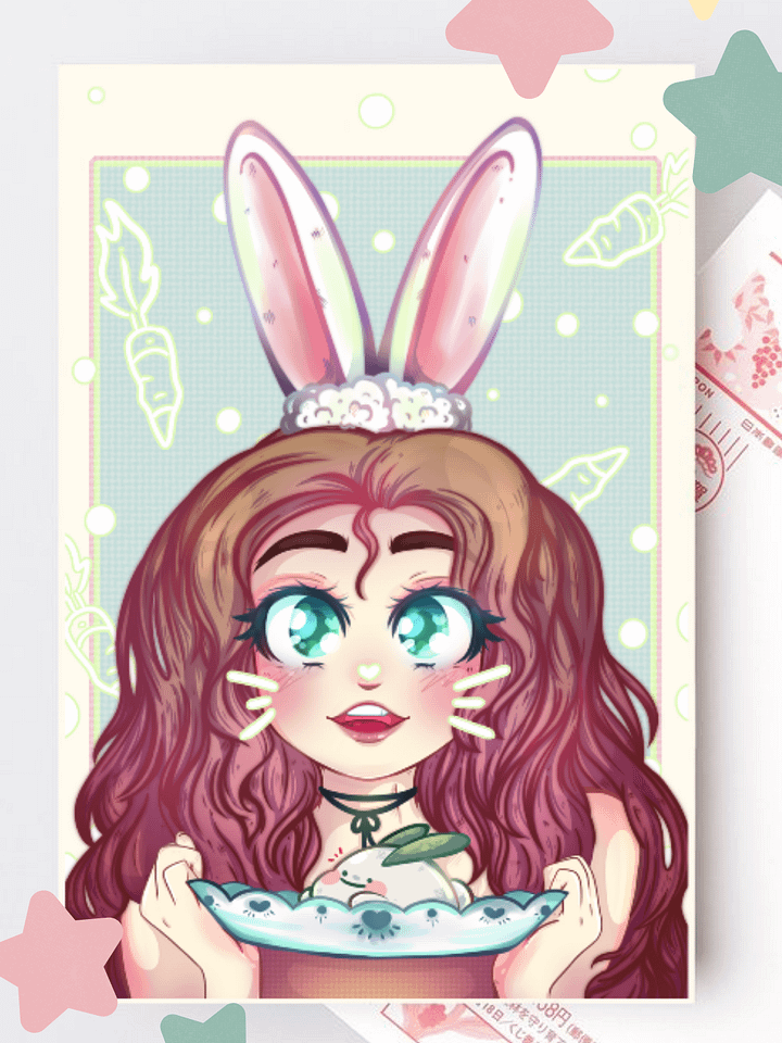Peach Mochi (Postcard Print) 🐇🍑 product image (1)