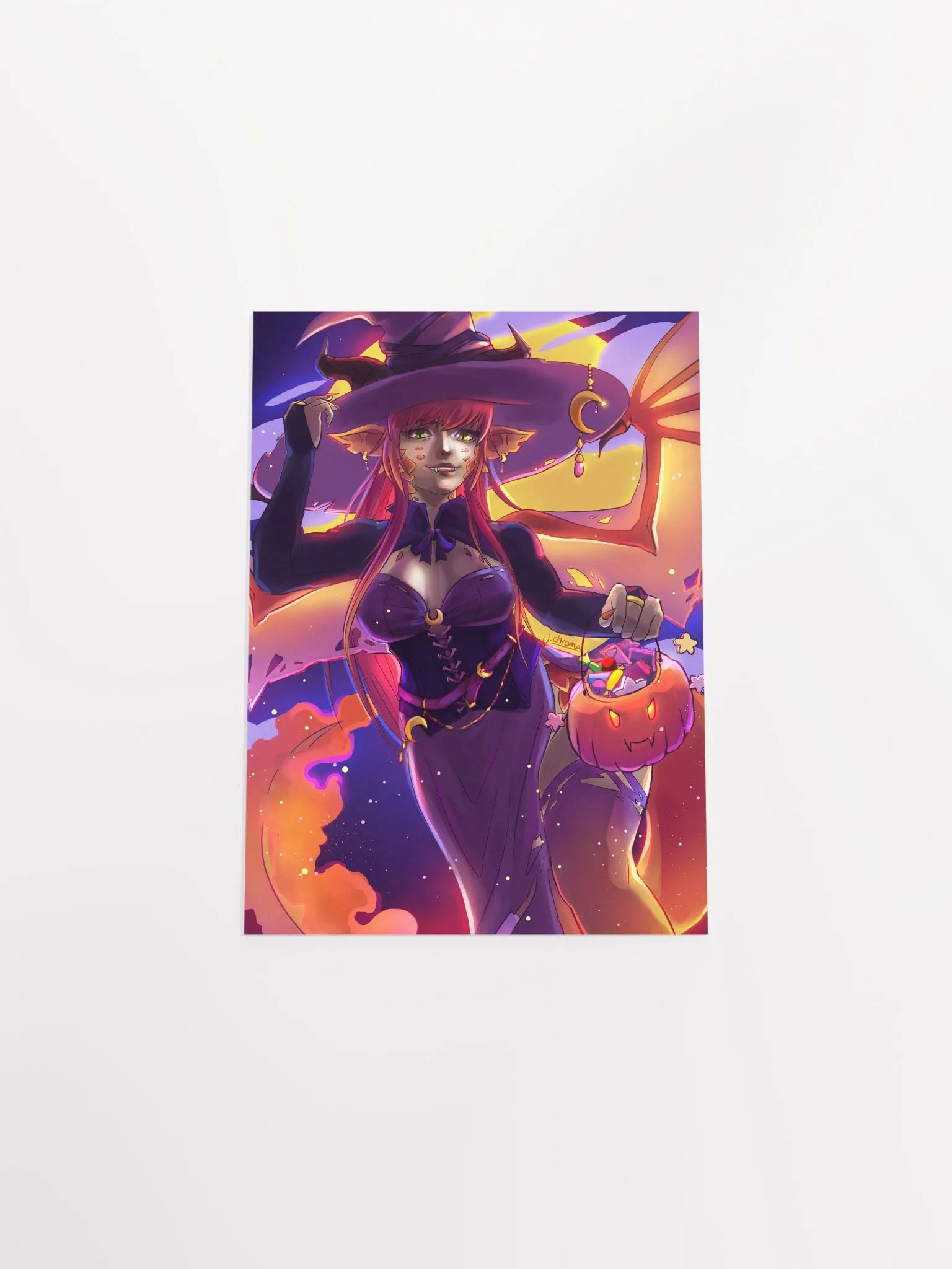 CosmicChroma Vtuber Halloween Spooky Witch Colorful Matte Poster - Art by CosmicChroma product image (4)