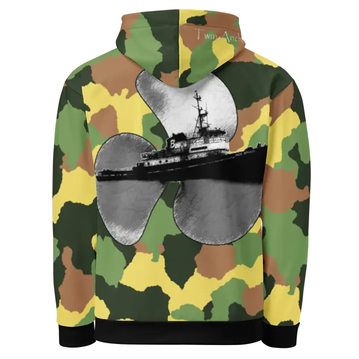 Green Camouflage Three blade prop & Jack tug Hoodie product image (1)