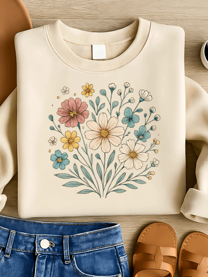 Floral Wildflower Spring Sublimation PNG – Natural Wildflower Clipart for T-Shirts – Fresh & Earthy Seasonal Design – 300 DPI Instant Digital Download product image (1)