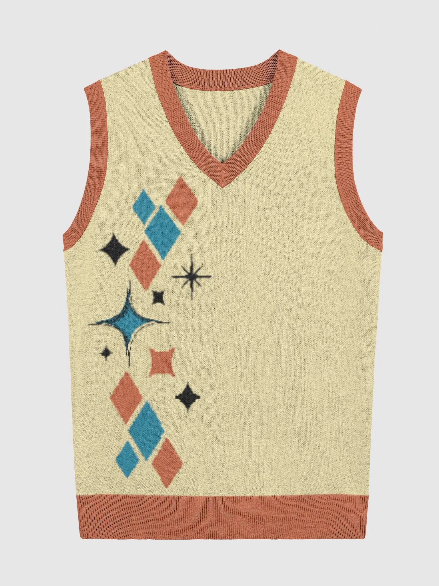 Mid-Century Mosaic Knitted V-Neck Vest product image (4)