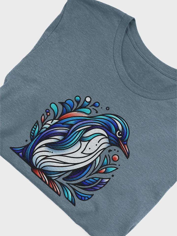 Abstract Blue Penguin T-Shirt, Artistic Wildlife Bird Tee, Unique Penguin Graphic, Ocean Nature Lover T-shirt product image (2)