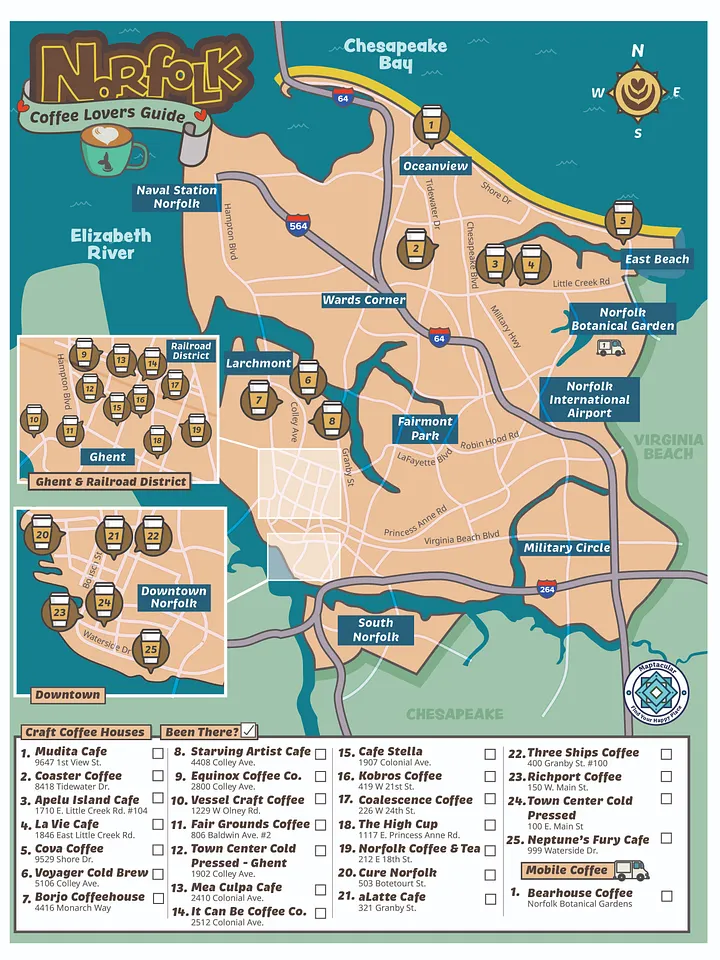 Norfolk 2025 Coffee House Map - Instant Digital Download product image (2)