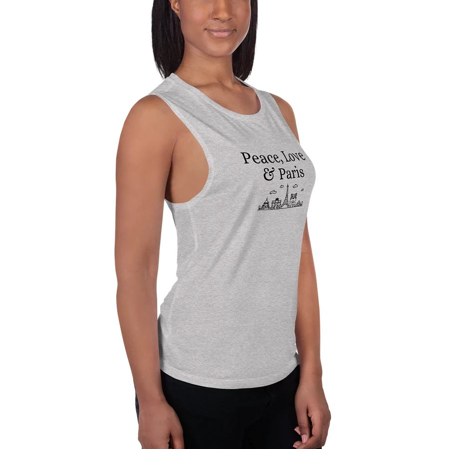 Peace, Love and Paris with Monuments Women's Flowy Muscle Tank | Black Ink product image (36)