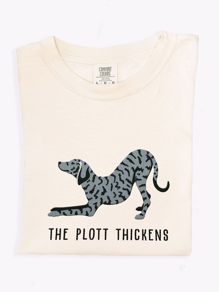 The Plott Thickens T-Shirt(Embroidered) of a Plott Hound(Blue Brindle) product image (1)