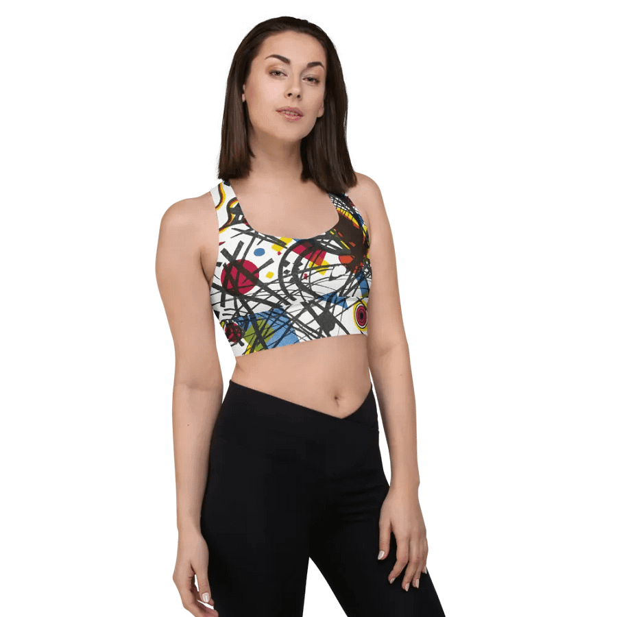 Abstract Lithographic Pattern Design Longline Sports Bra - V3 product image (5)