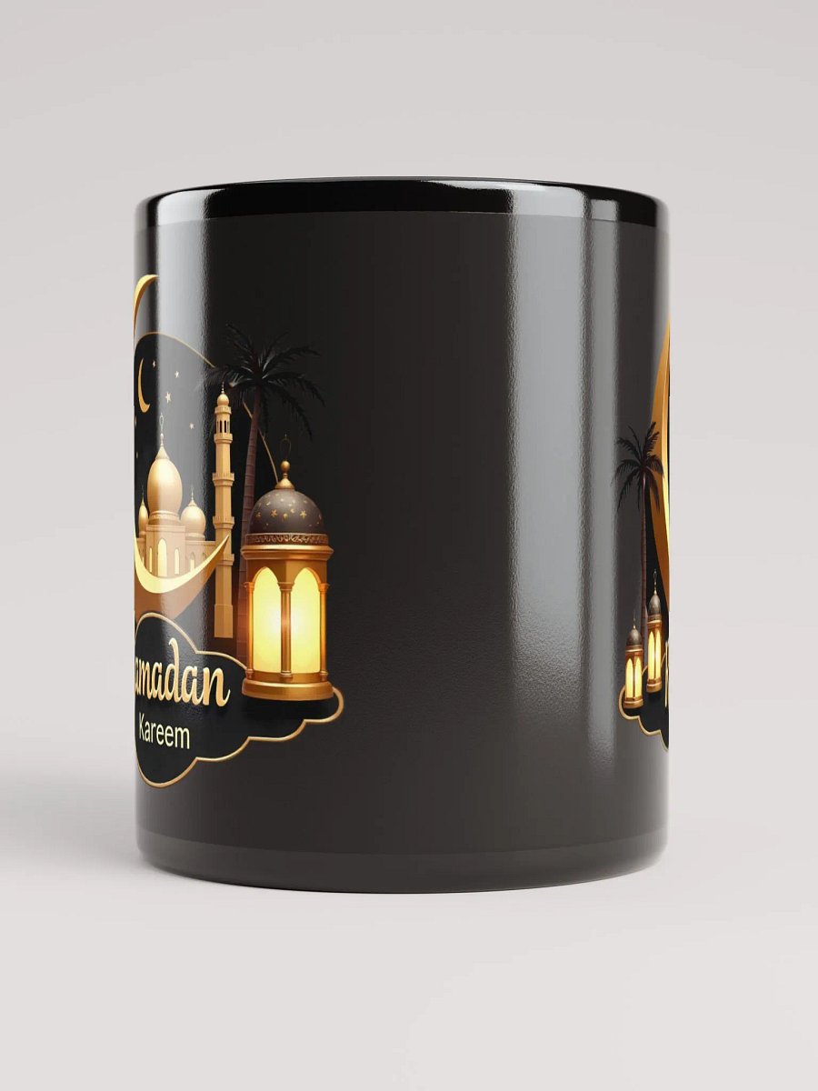 Glossy Black Ramadan Kareem Mug – Gold Elegance for the Holy Month product image (10)