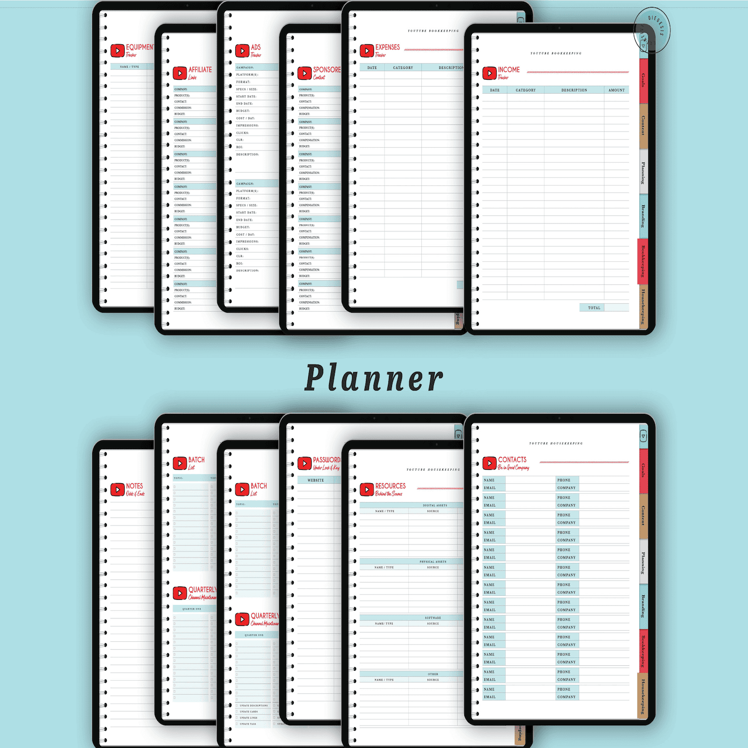 YouTube Digital Planner and Workbook Kit - Color product image (5)