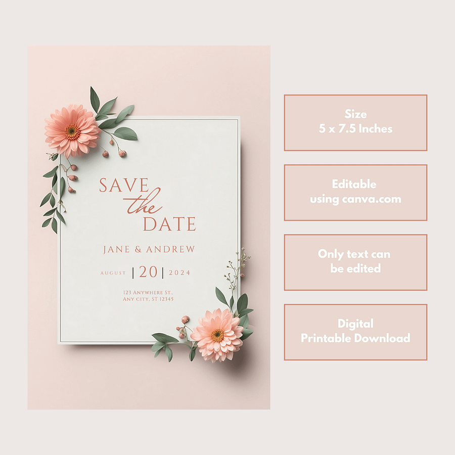 Elegant Save The Date Card - Dizynai (DSD-08) product image (2)
