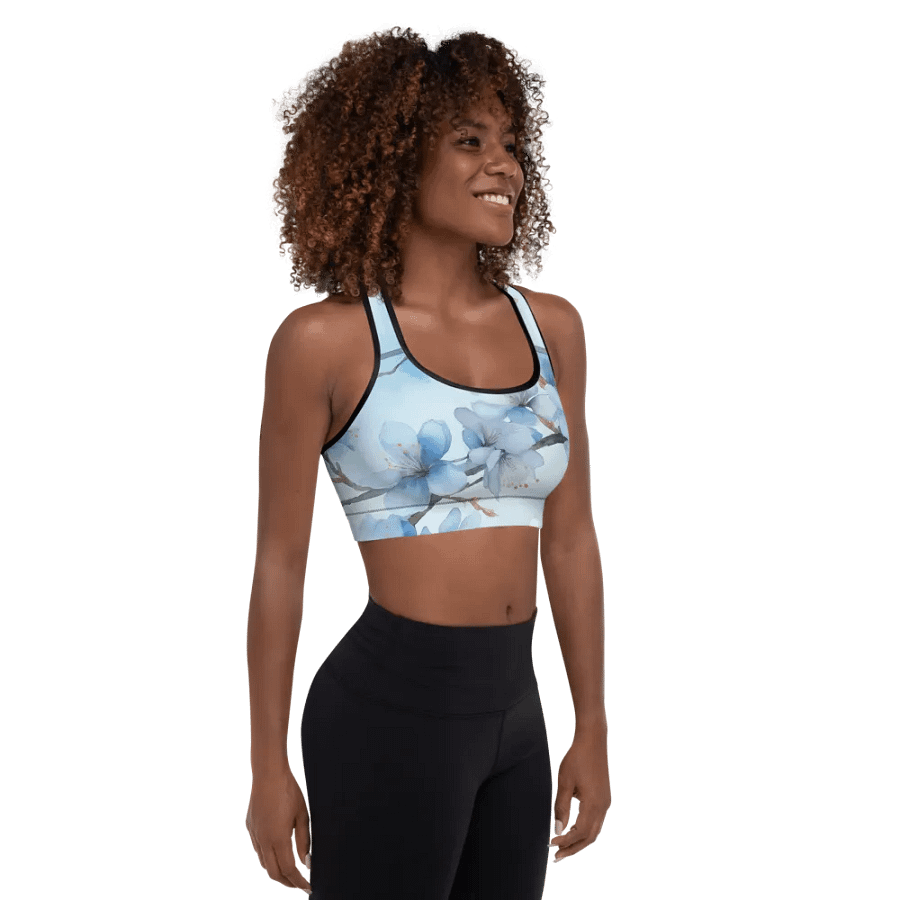 Tranquil Blue Blossoms Padded Sports Bra product image (7)