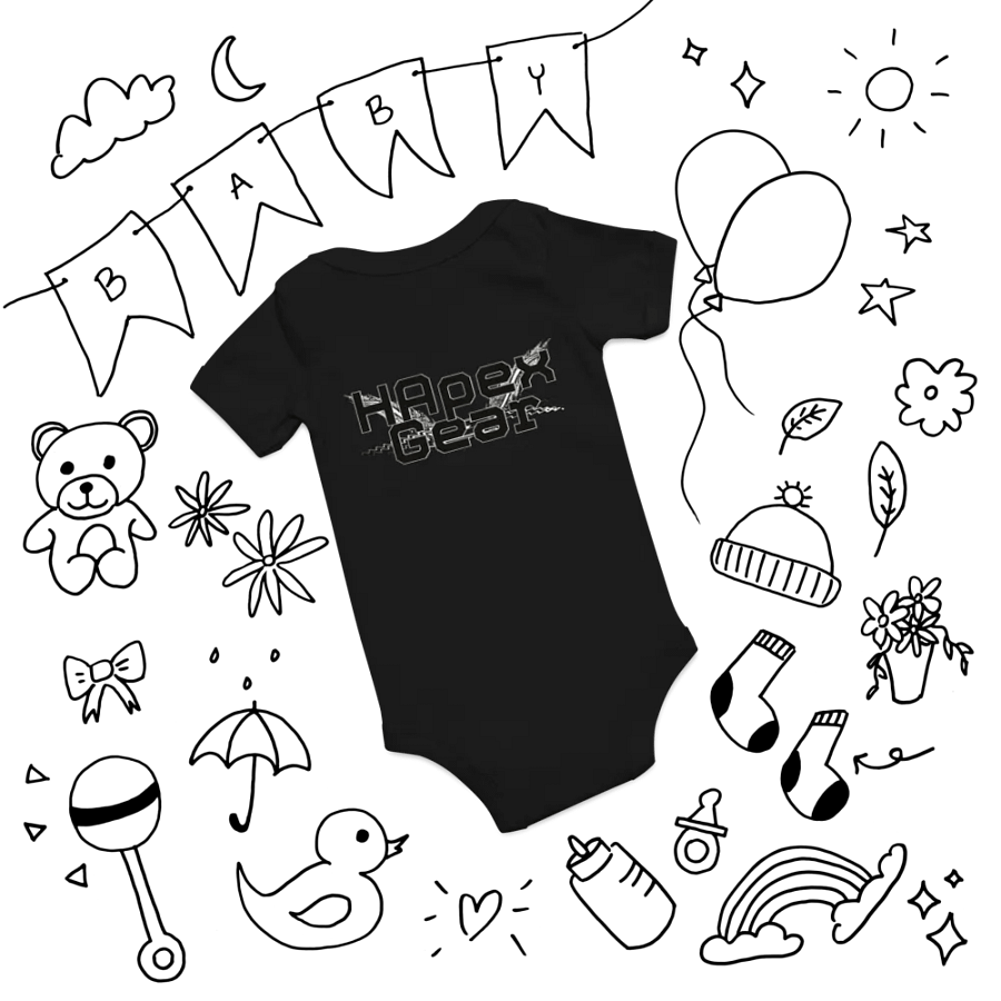 Baby Short Sleeve One Piece - Embroidered - Black HApex Gear White Logo product image (7)