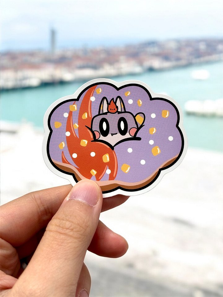 Taro Tapioca Mochi Donut Waterproof Vinyl Sticker product image (1)