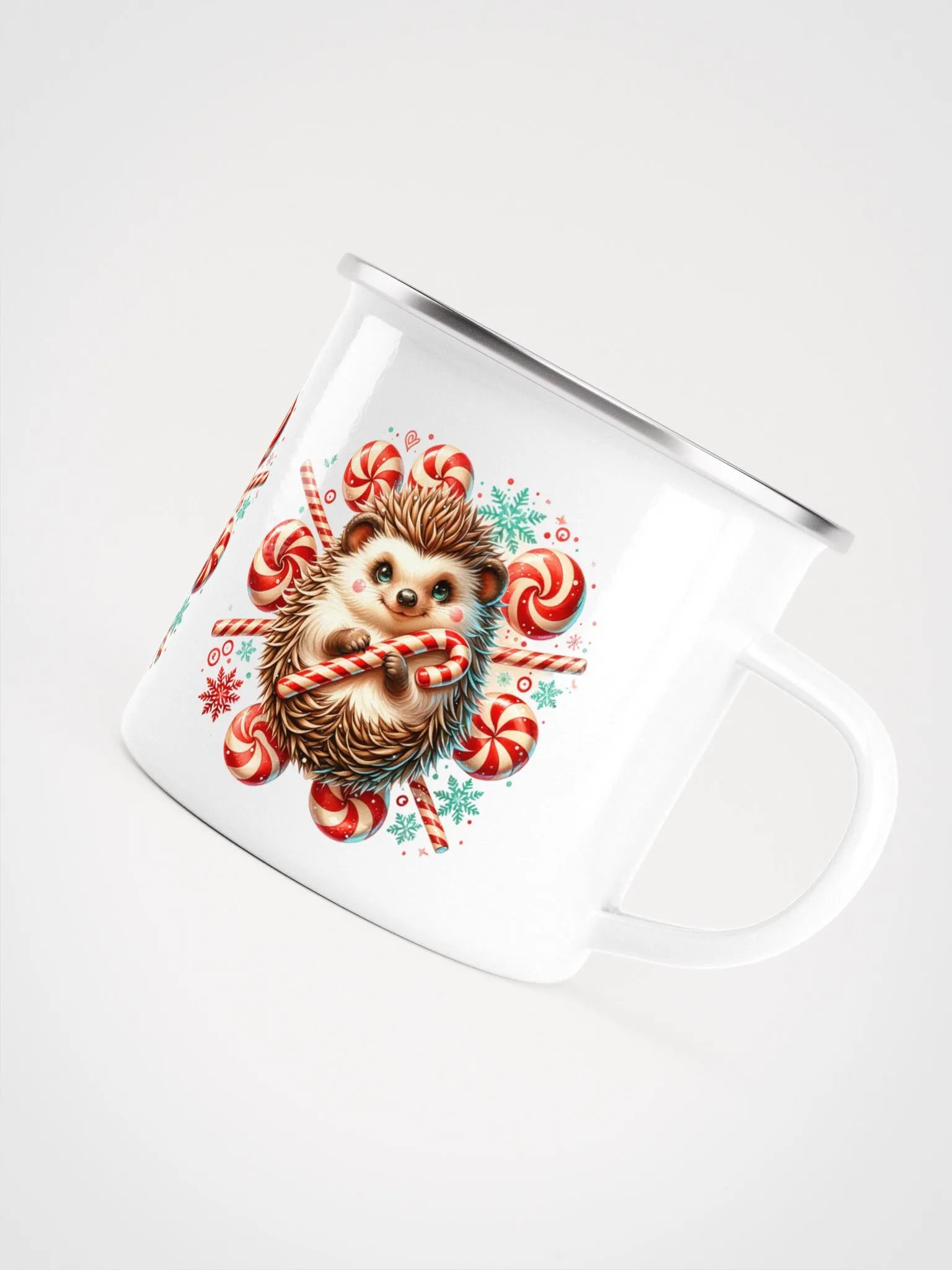 Enamel Mug - Cute Festive Hedgehog product image (1)
