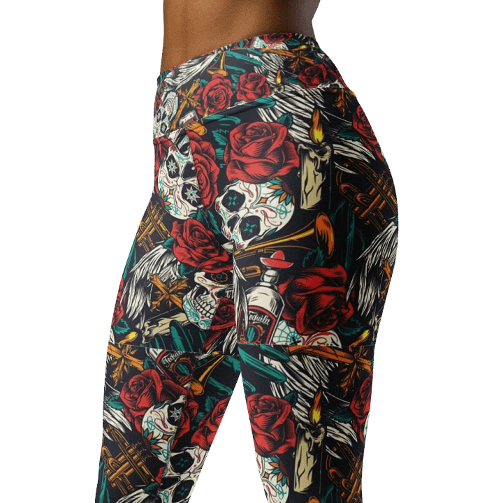 Yoga Pants – Skull and Roses Print for Edgy & Elegant Style product image (1)