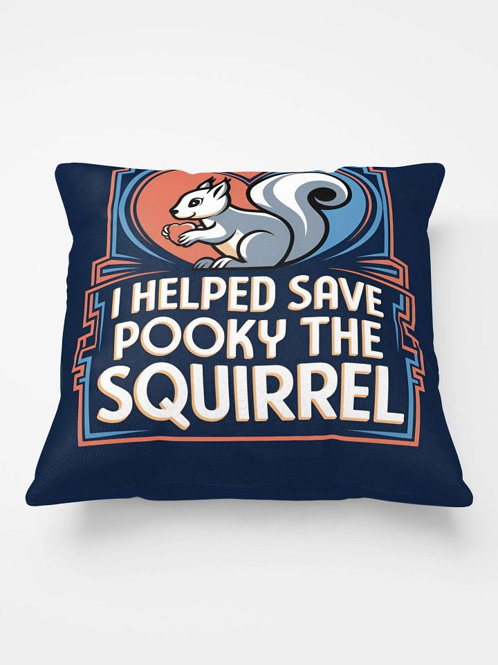 Comfy Pillow: I helped save Pooky the Squirrel. Navy with stylized geometric border product image (2)