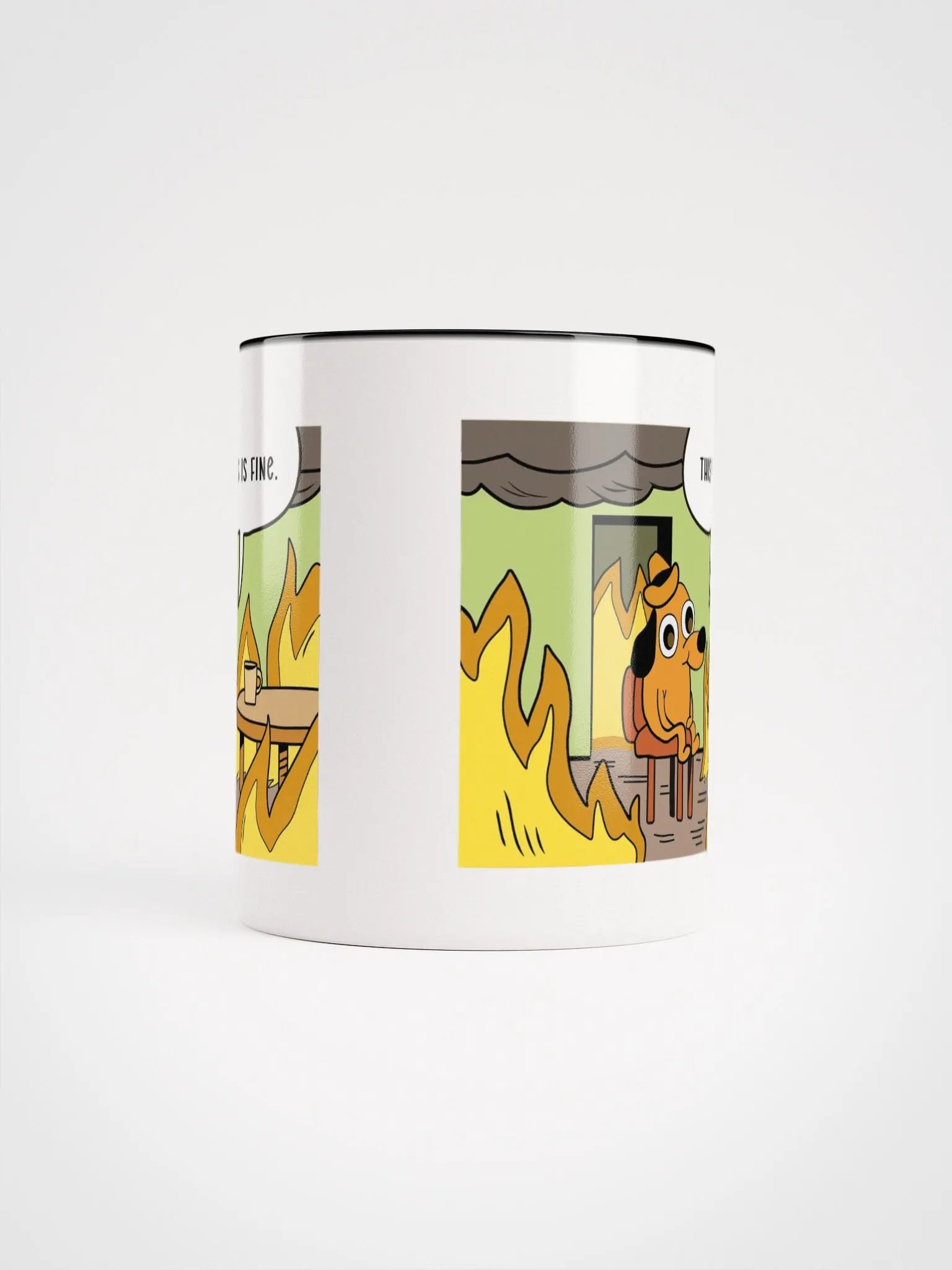 "This is fine" Ceramic Mug with color inside product image (5)