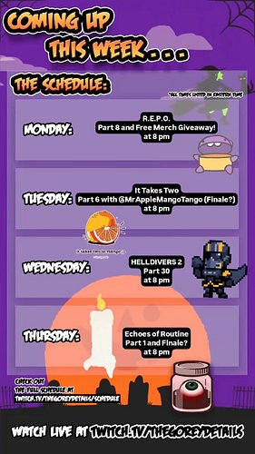 Posting this a day early since tomorrow is a Giveaway!
This Week's Stream Schedule - 6/29/2025 📆
.
.
.
#TheGoreyDetails #Twit...