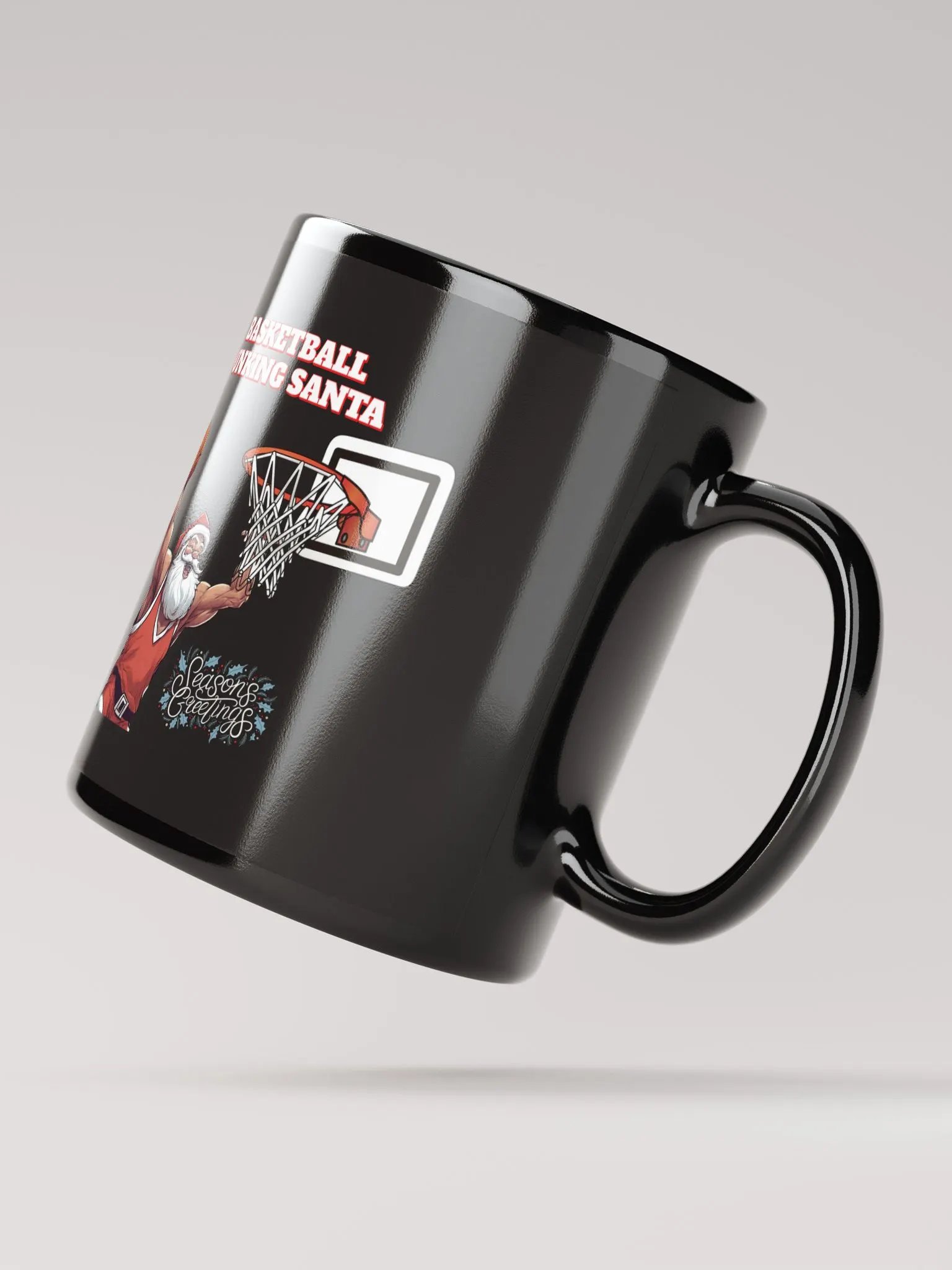 Basketball Dunking Santa Black Mug product image (3)