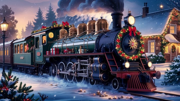Mesmerizing Christmas Train A Nostalgic Winter Journey - Frame TV II product image (1)