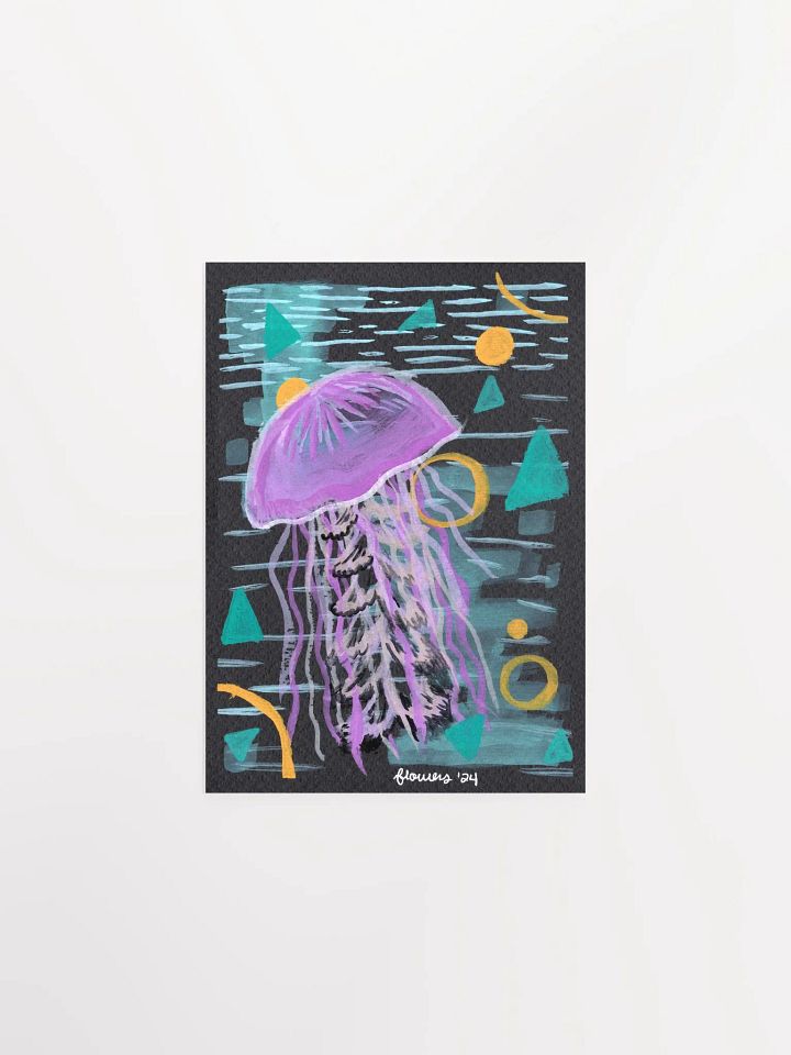 shapely jellyfish - gouache on black paper - print product image (2)