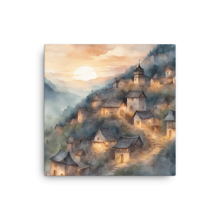 Hillside Village Scene Watercolour product image (2)