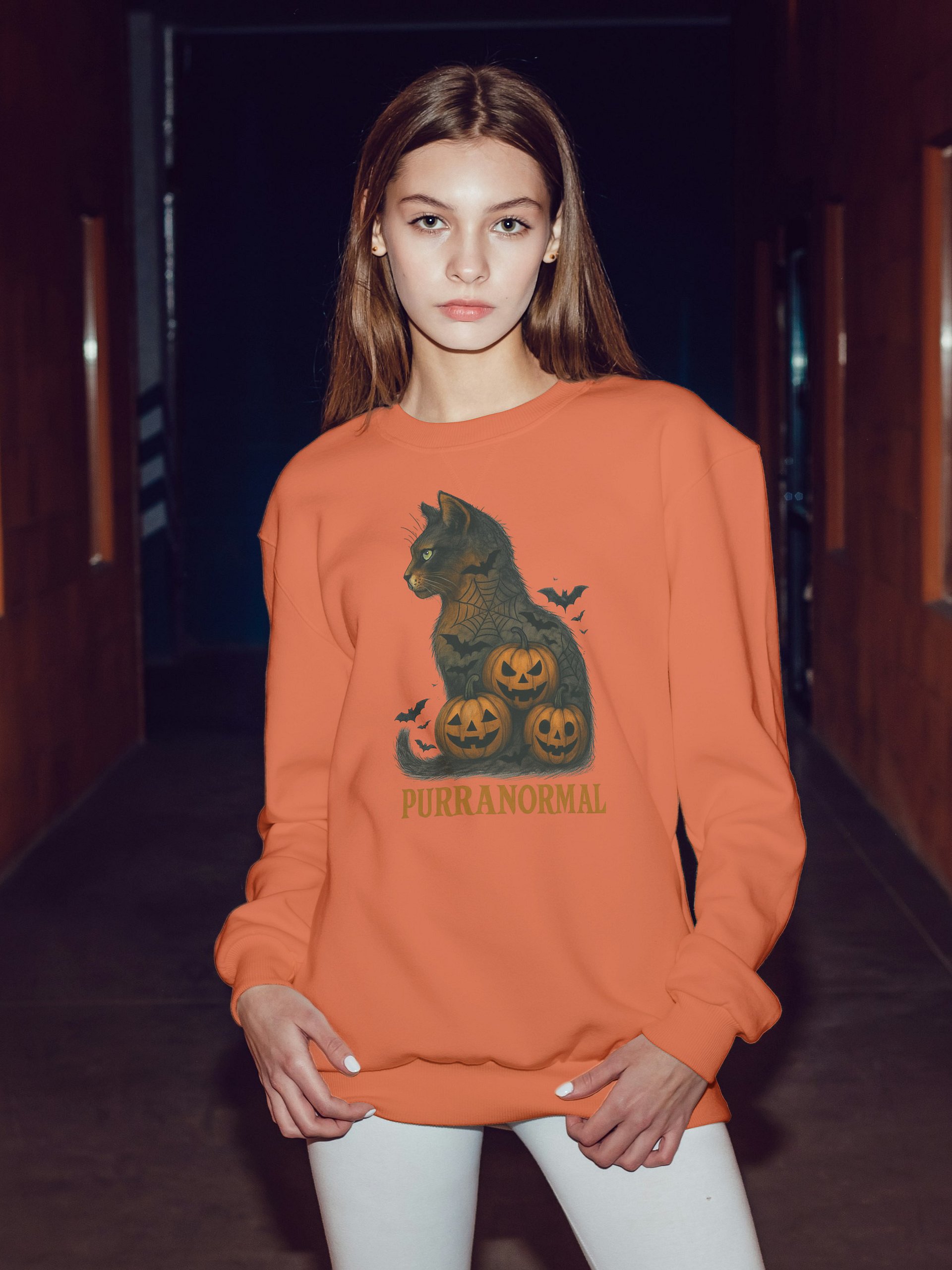 Purranormal Funny Cat Halloween Sweatshirt product image (38)