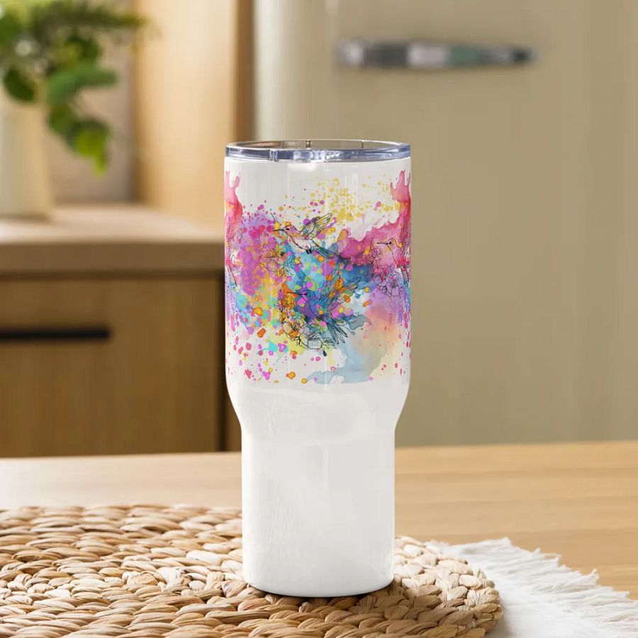 watercolor hummingbird design travel mug for arty moms daughters friends product image (9)
