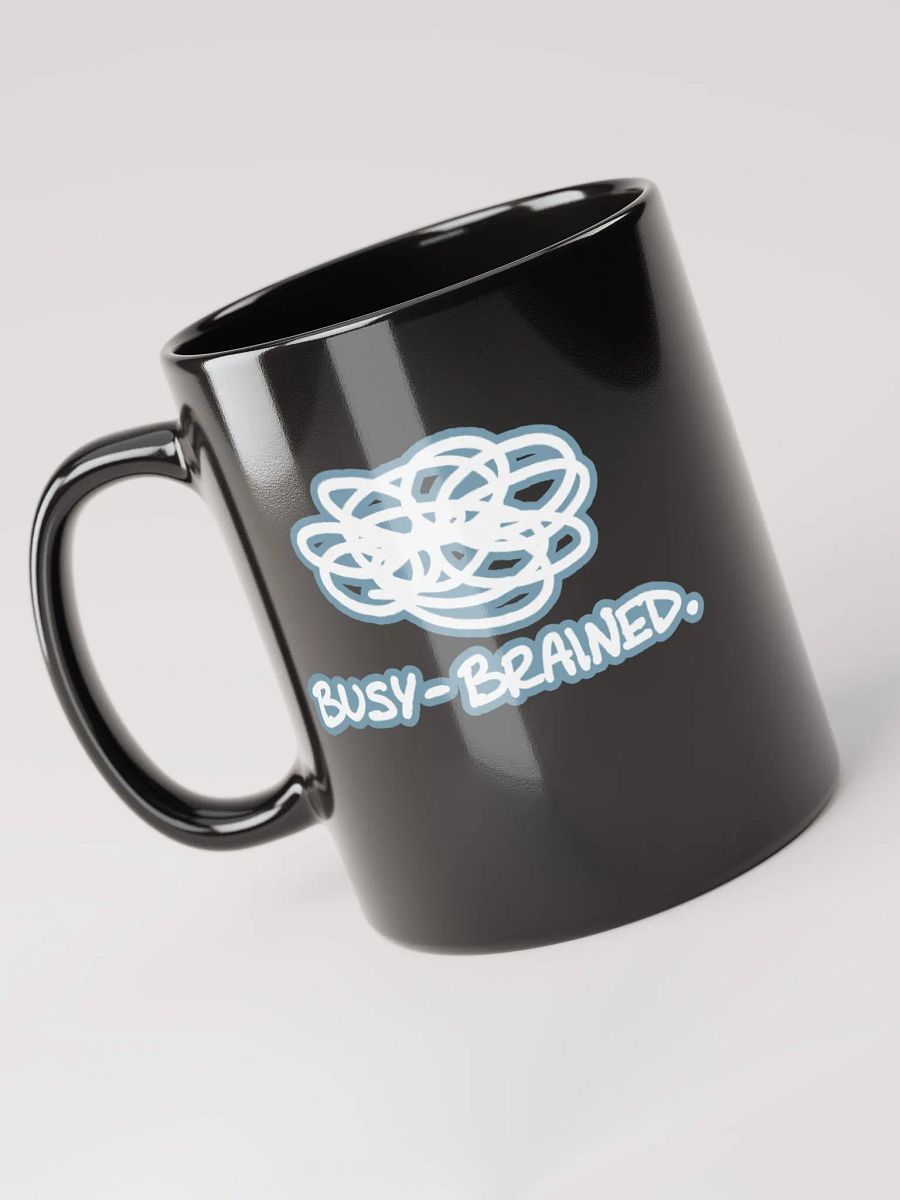 *not* mentally linear (lined design, #709AAF) glossy black mug product image (8)