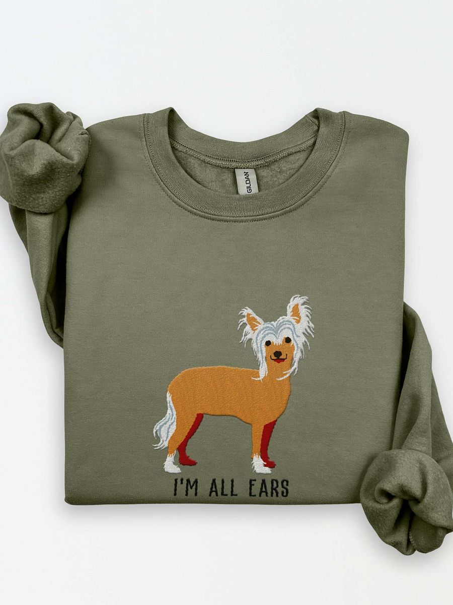 I'm All Ears Sweatshirt (Embroidered) of a Chinese Crested Dog(Tan) product image (1)
