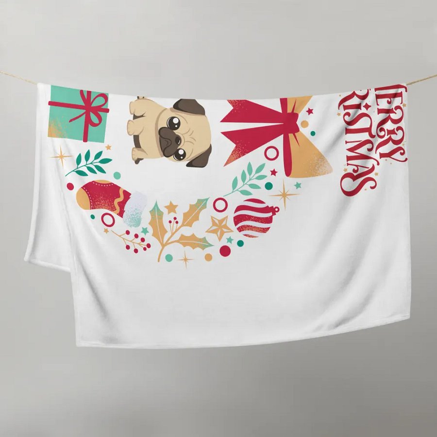 Merry Christmas Pug Throw Blanket product image (21)
