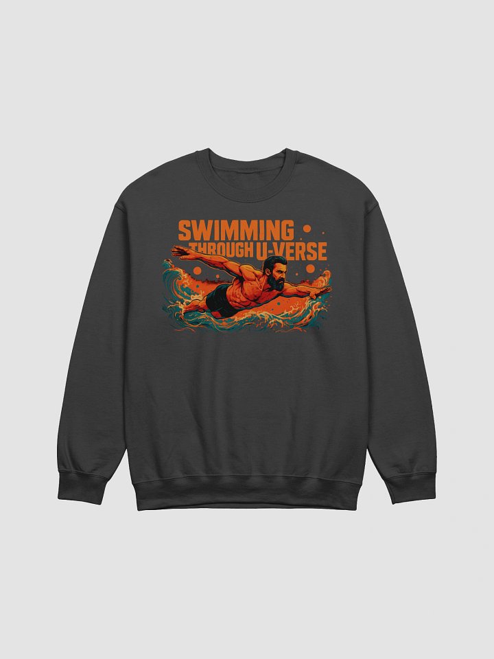 Orange-Hued Cosmic Journey: 'Swimming Through U-Verse Sweatshirt product image (3)