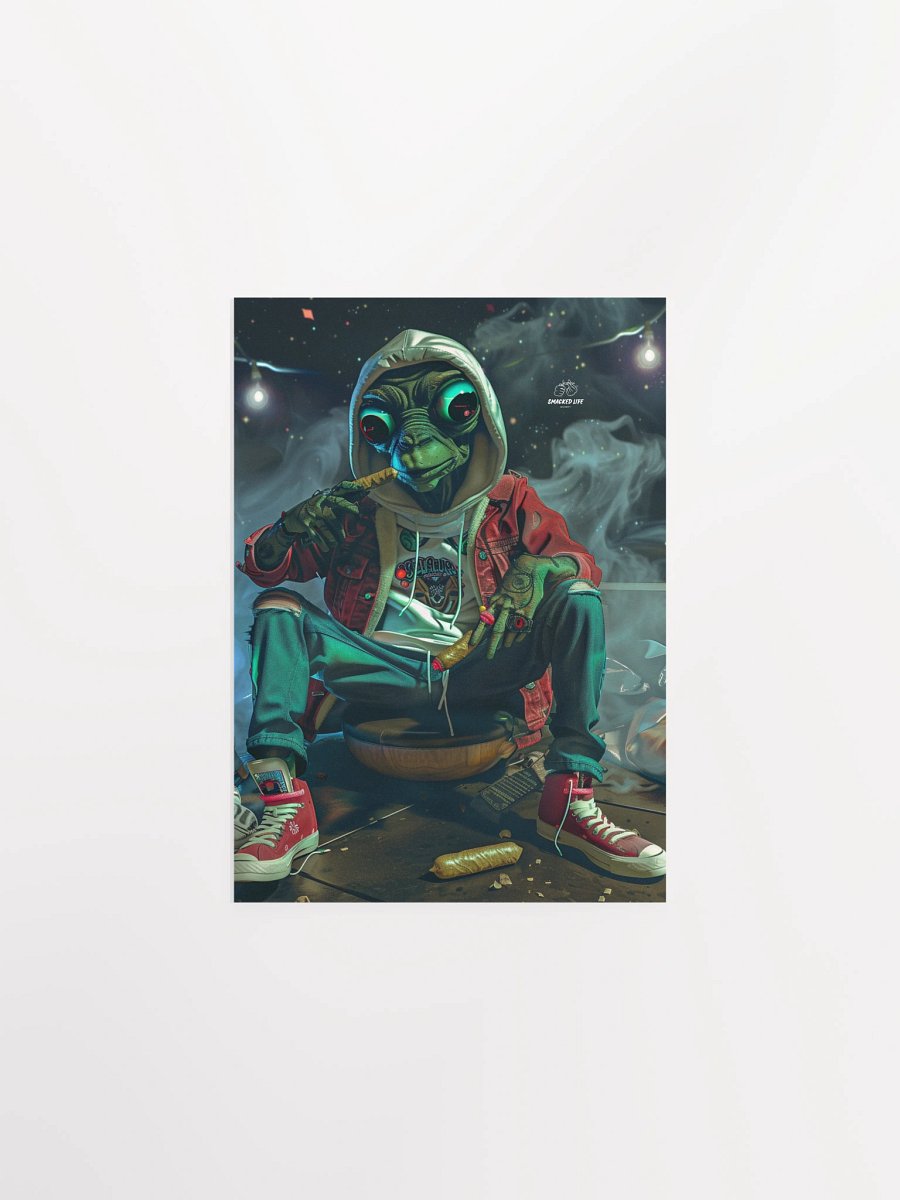 Smacked in the Cosmos – Stoner Alien Smoking Blunt Unframed Poster + Digital File product image (3)