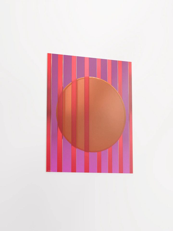 Minimalist 3D Digital Art | Pink Lines Orange Circle on Plum Background product image (2)