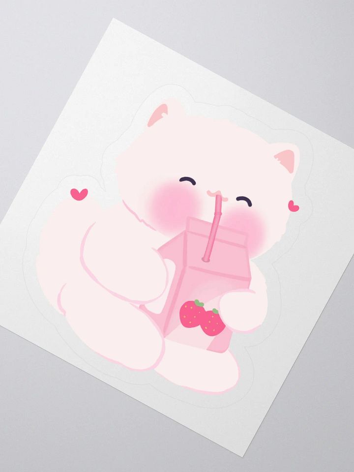Strawberry Juice White Cat Sticker product image (4)
