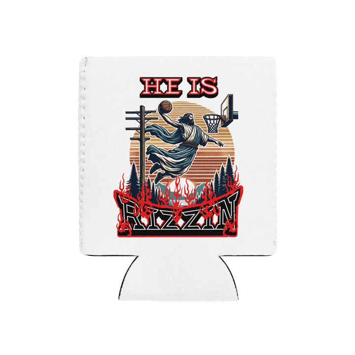 He Is Rizzin Basketball Jesus Slam Dunk Can Cooler product image (1)
