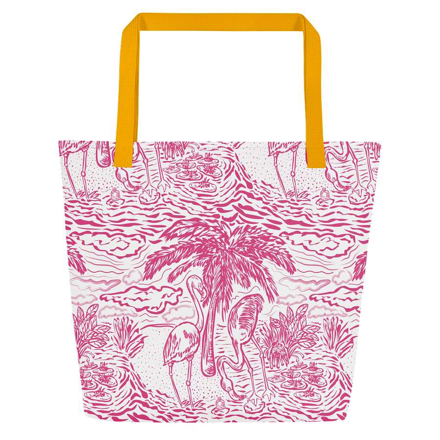 Flamingo Fancy Toile Tote Bag | Pink on White | by Monique Faella Designs™ product image (9)