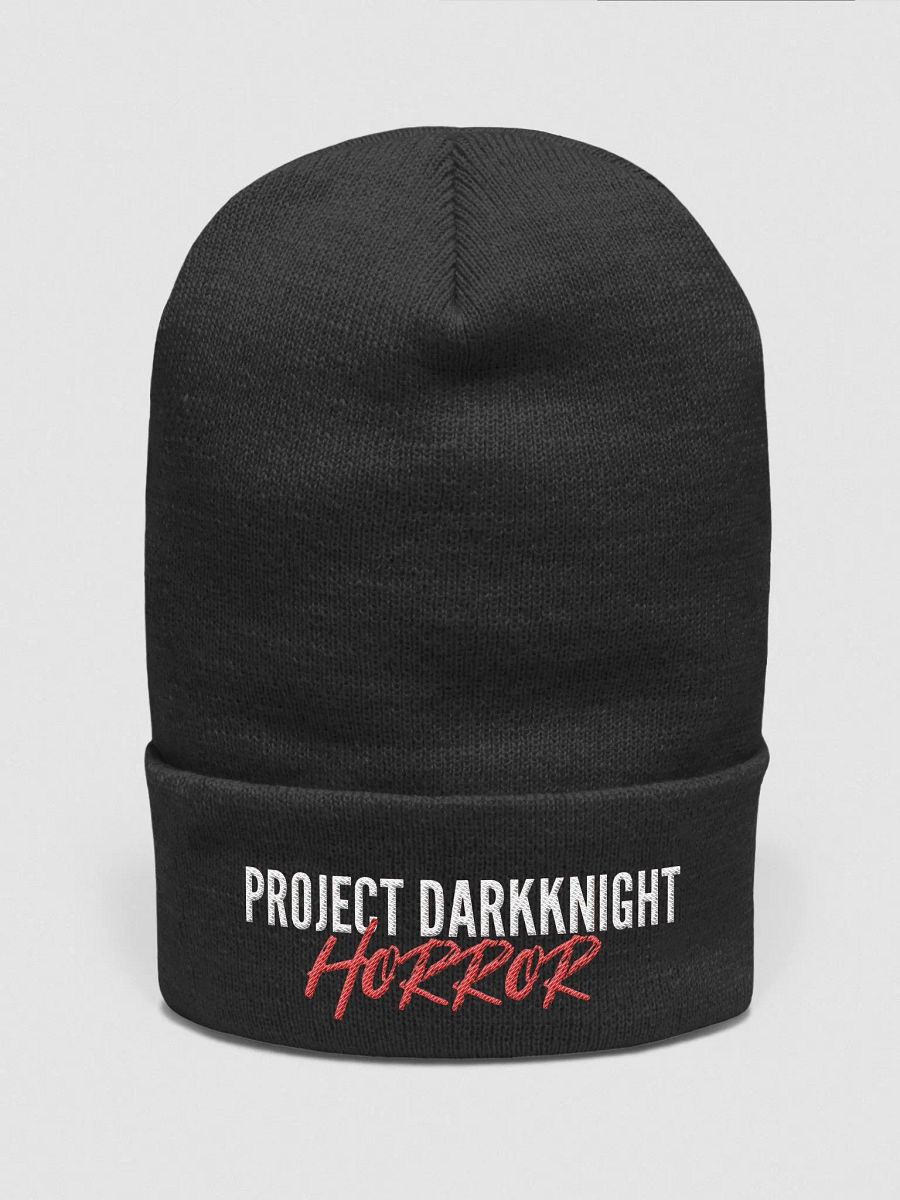PDKH Embroidered Beanie Hat, (unisex, white & red stitching) product image (1)