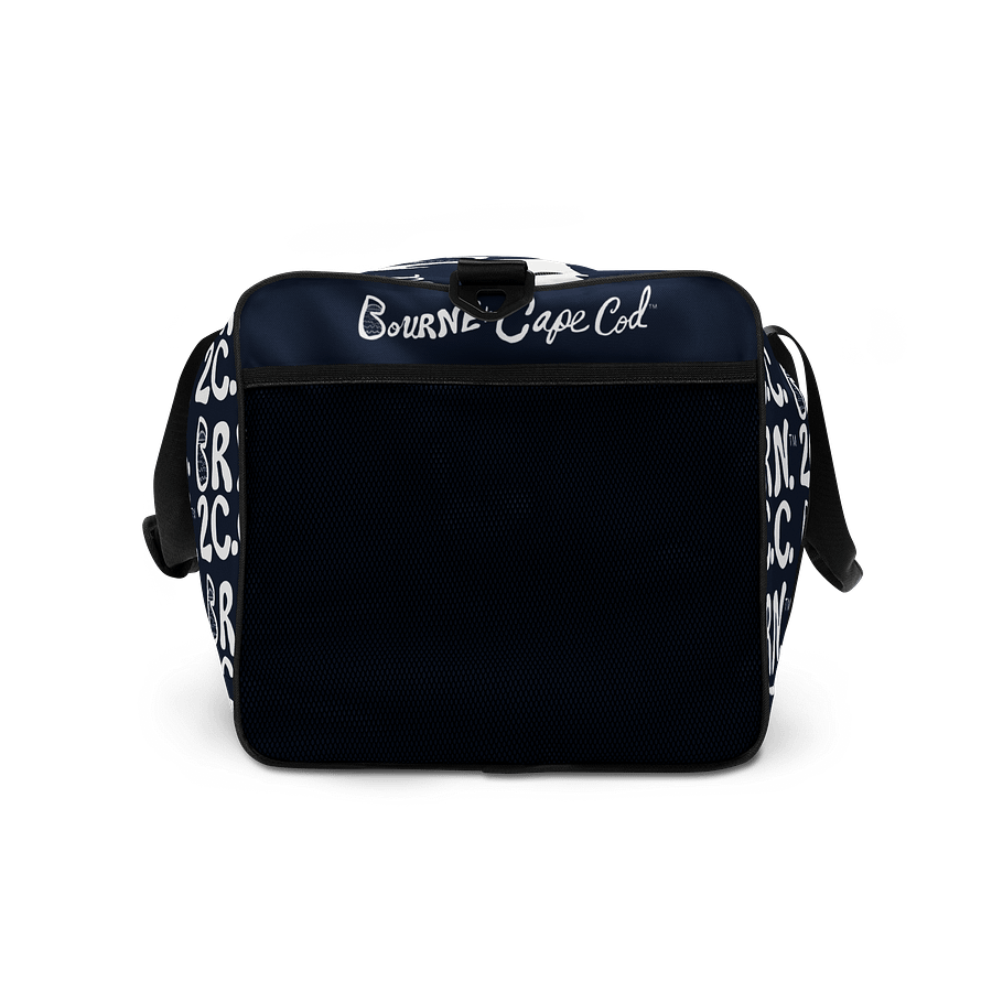 BOURNE to Cape Cod™ | Duffle Bag | BRN.2C.C.™ | Coastal Gym & Travel Gear | 22" All-Over Print Weekender | White Logos on Navy Blue product image (7)