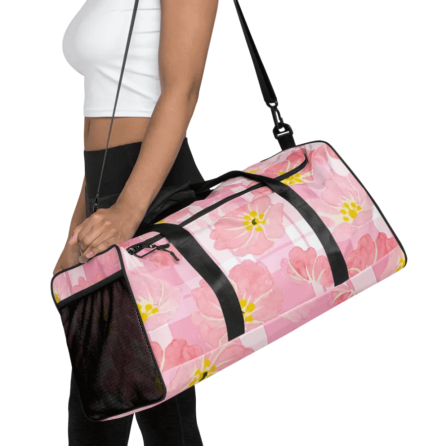 Pink Hibiscus Gingham Duffle Bag product image (7)