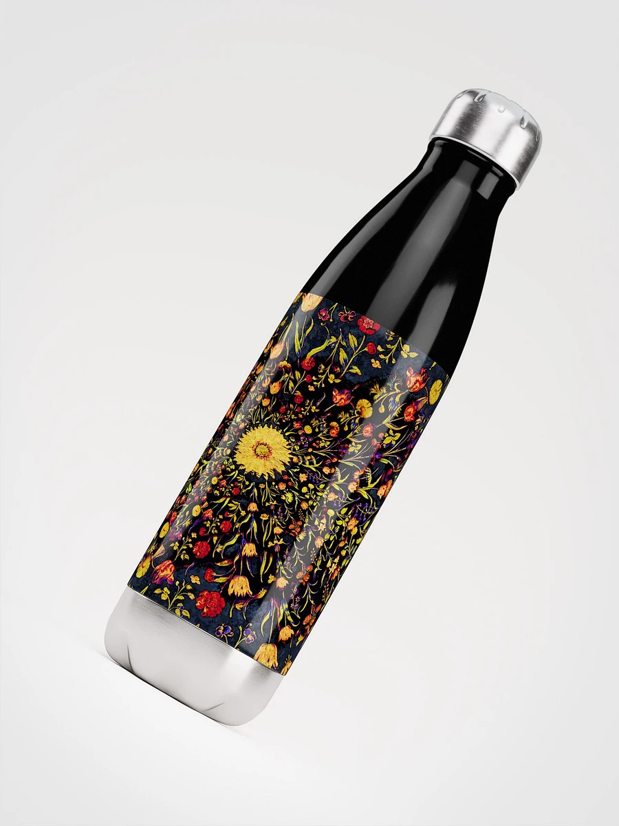 Medieval Flowers on Blue Stainless Steel Water Bottle product image (4)