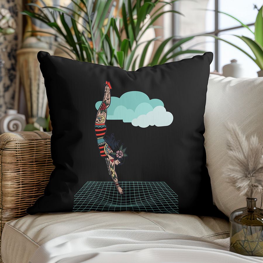 Sky Diving Lady Tattooed Pillow product image (3)